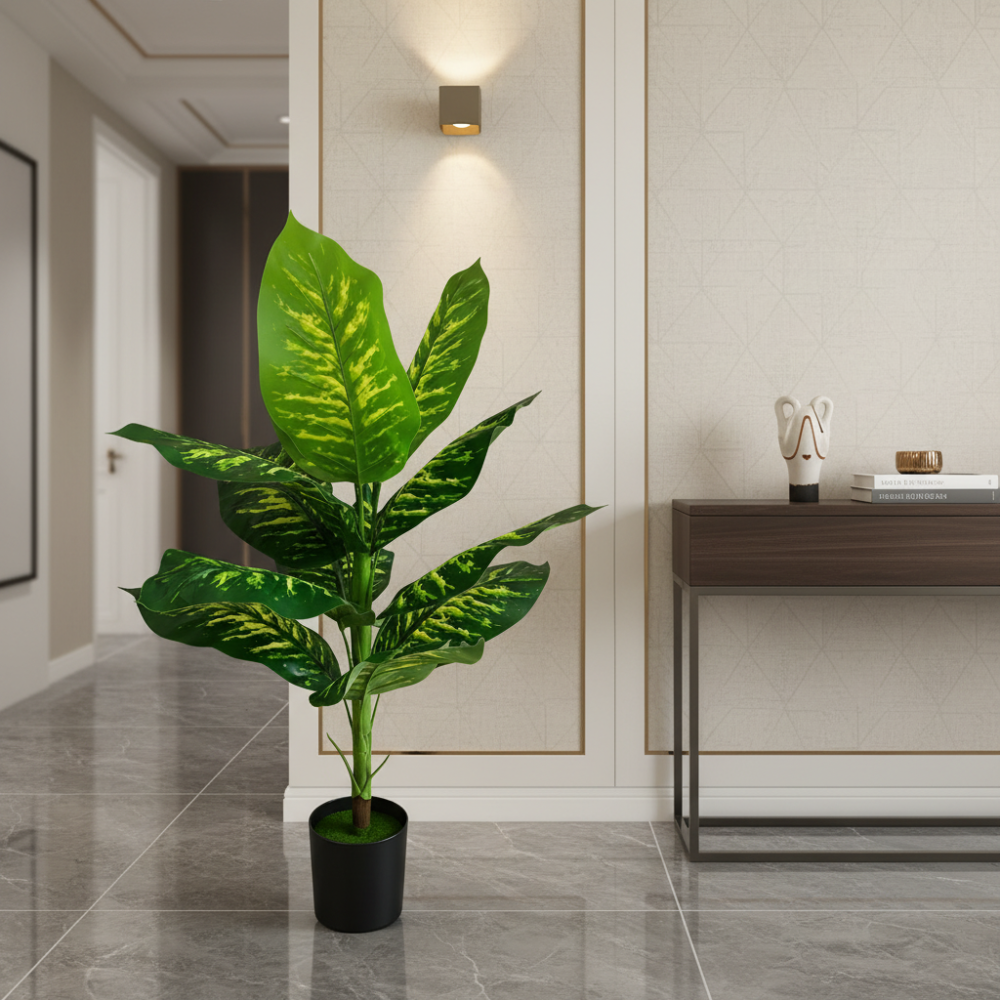 Decoratiune Dieffenbachia, Plastic, 100 cm, Verde [2]