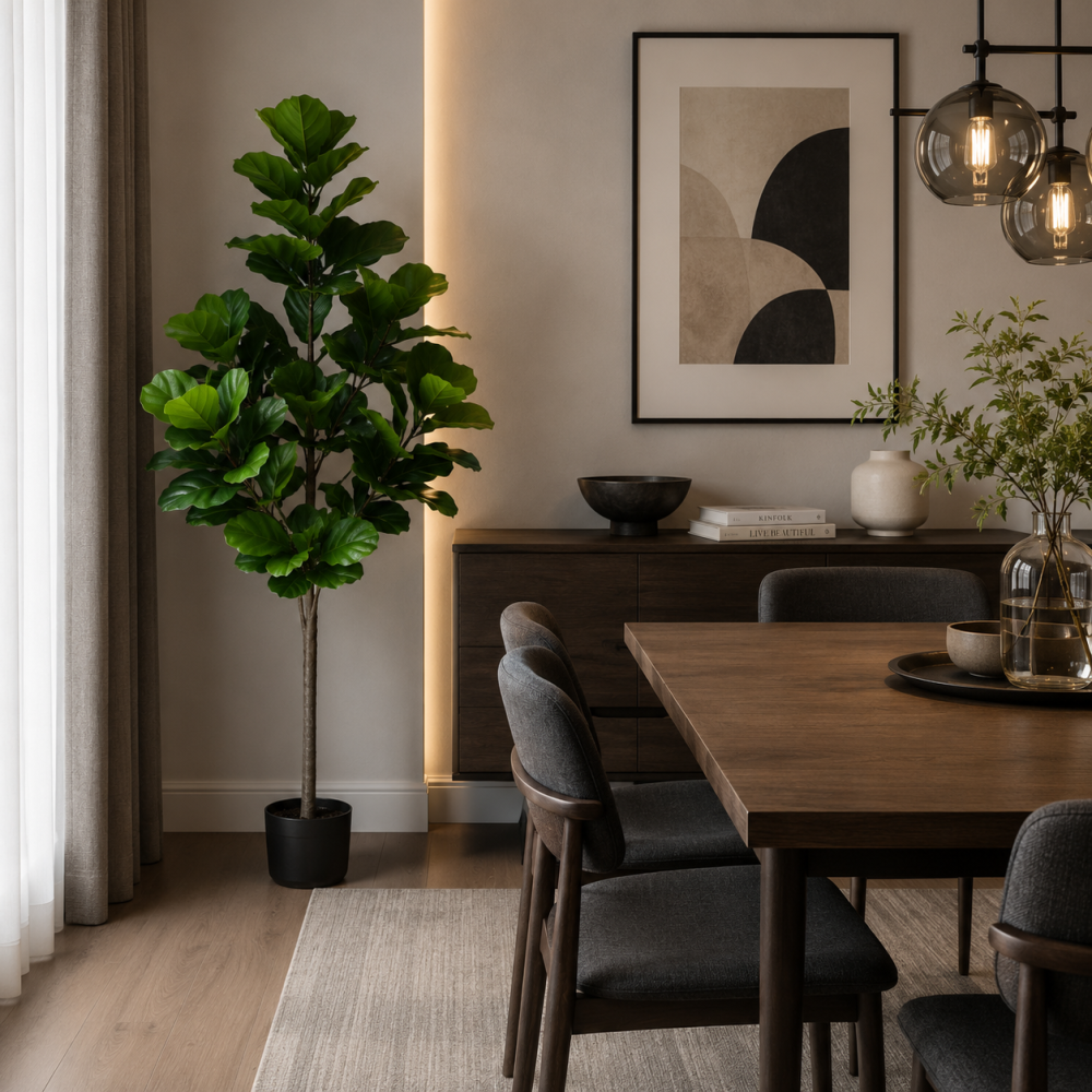 Decoratiune Ficus Lyrata, Plastic, 180 cm, Verde [2]