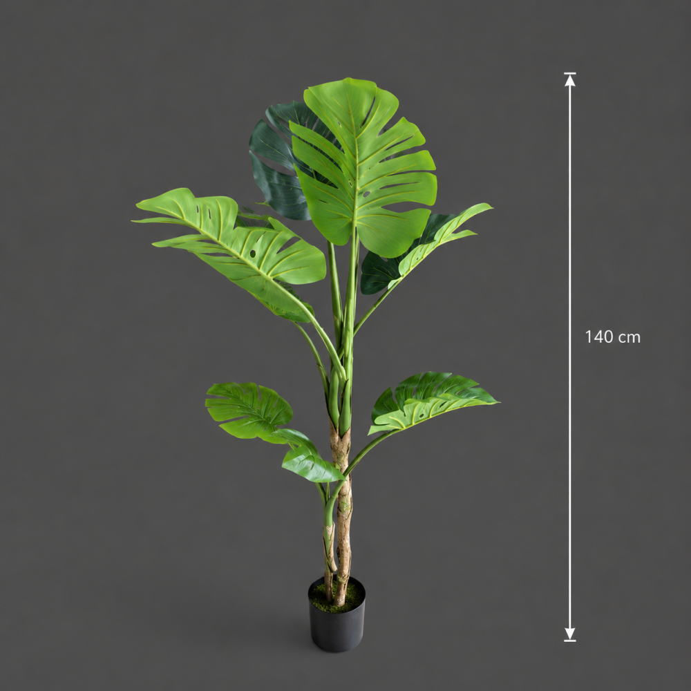 Decoratiune Monstera Deliciosa, 8 frunze, Plastic, 140 cm, Verde [4]