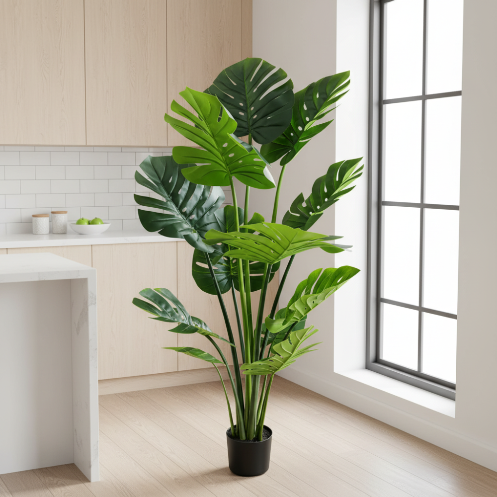 Decoratiune Monstrosa Deliciosa Artificial, Plastic, 160 cm, Verde [2]
