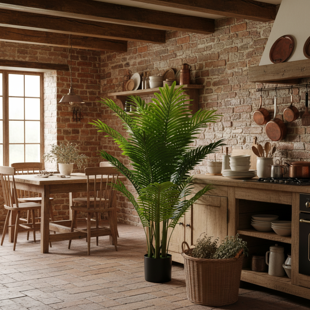 Decoratiune Palmier Areca, Plastic, 12 frunze, 120 cm, Verde [2]