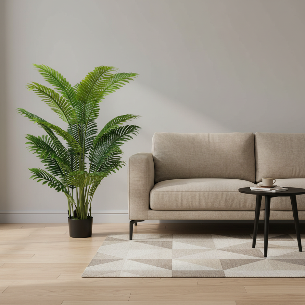 Decoratiune Palmier Areca, Plastic, 15 frunze, 150 cm, Verde [2]