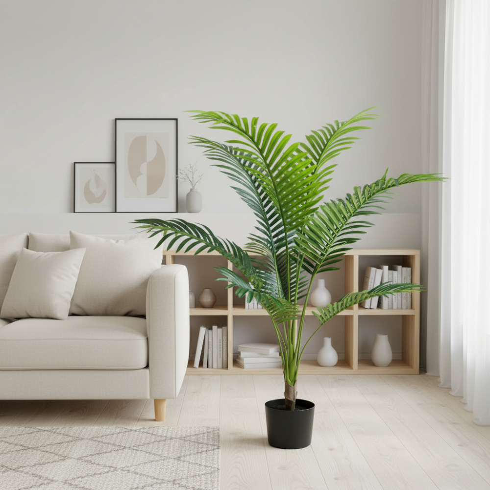 Decoratiune Palmier Kentia, Plastic, 12 frunze, 120 cm, Verde [2]