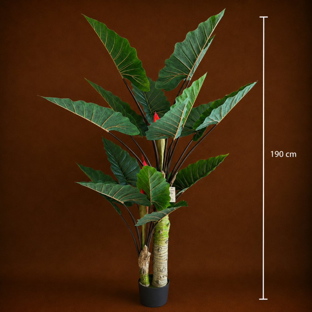 Decoratiune Strelitzia, 2 trunchiuri, Plastic, 190 cm, Verde [4]