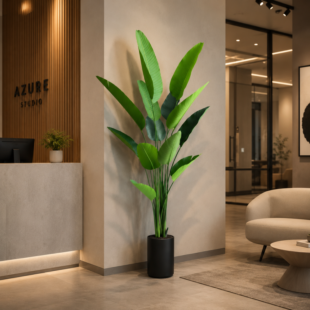 Decoratiune Strelitzia Nicolai, 180 cm, 13 frunze, Verde [3]