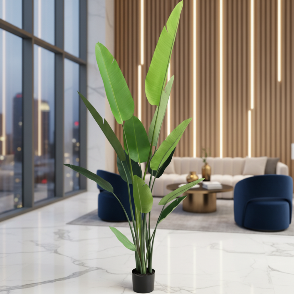 Decoratiune Strelitzia Nicolai, 250 cm, Verde [2]