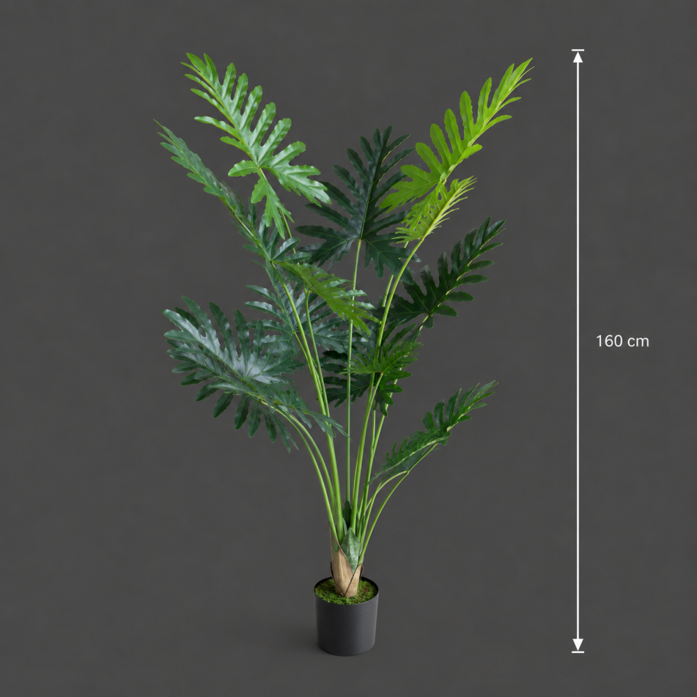 Decoratiune Thaumatophyllum Bipinnatifidum, 10 frunze, Plastic, 160 cm, Verde [4]