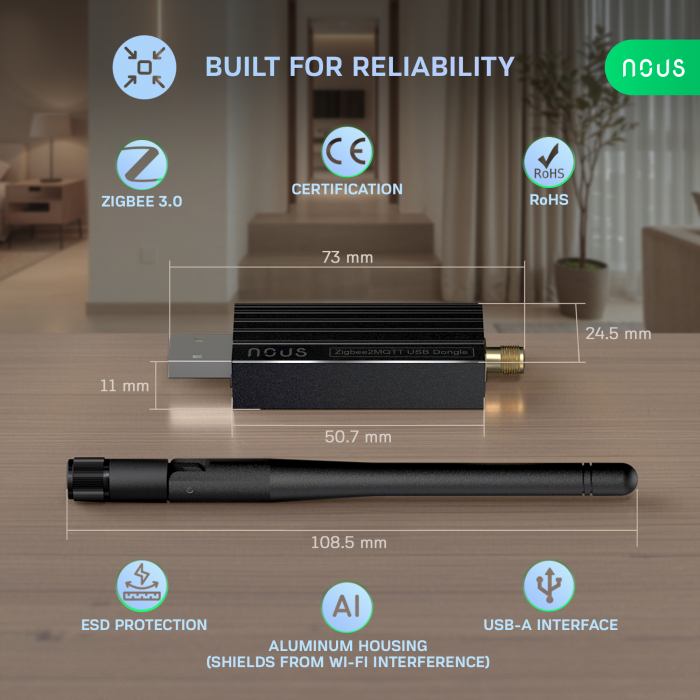 Gateway Universal NOUS E16 Dongle, Zigbee 3.0, Home Assistant, Zigbee2MQTT, Thread, Bluetooth 5.2, ZHA, openHAB [6]