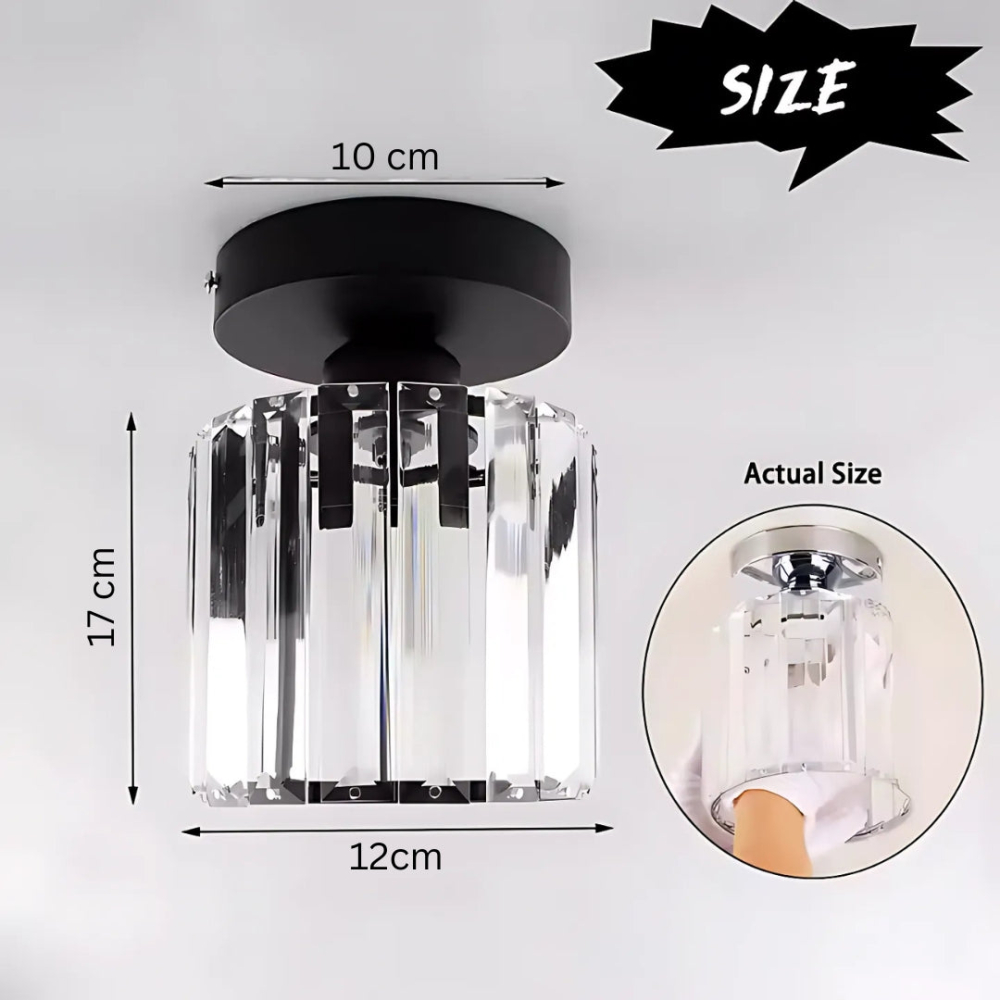 Lustra Clasica, Georgiana, 1x E27, Abajur Sticla, Negru, Metal si Sticla [3]