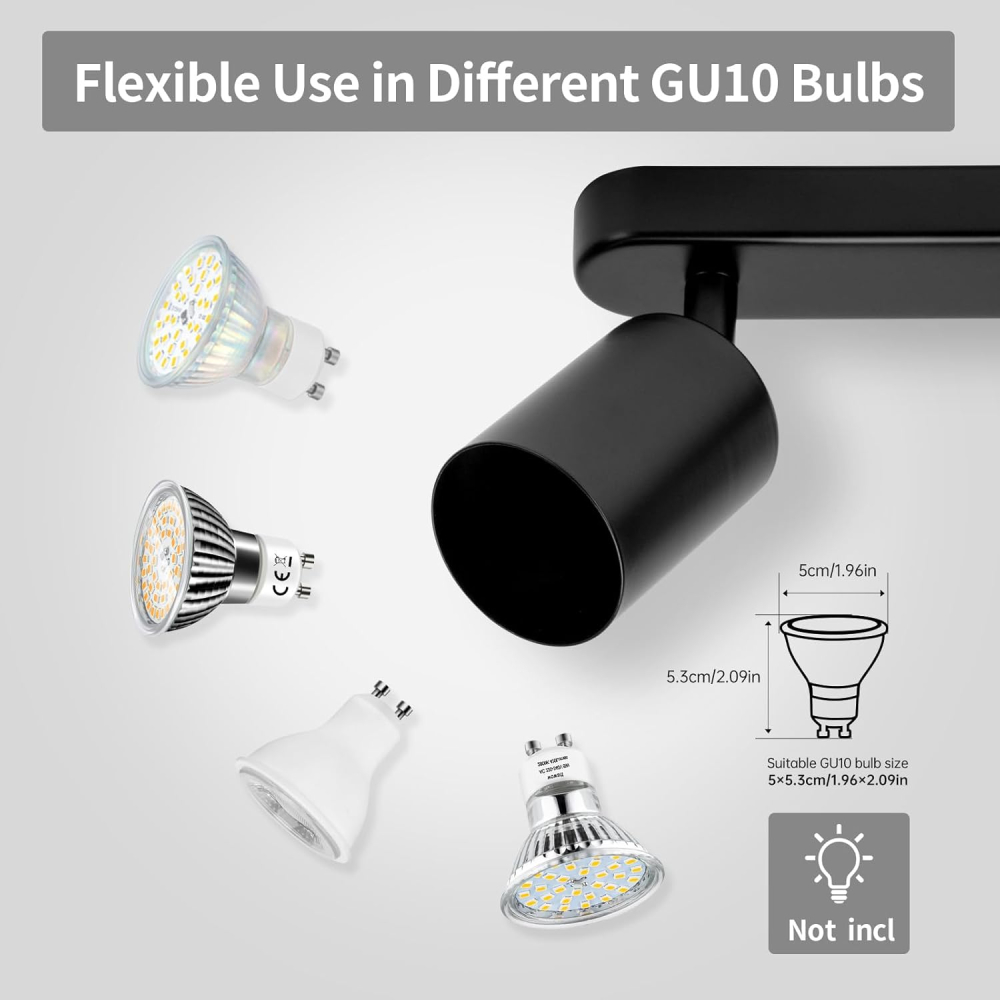 Lustra Clasica Moderna, LC500/4BK cu Proiector Liniar, 4XGU10, Metal, Negru, Becuri Neincluse [4]