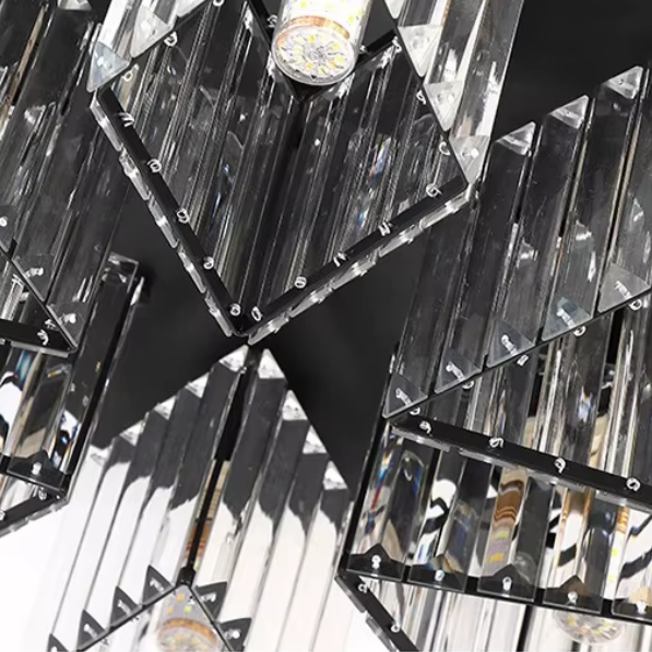 Lustra Clasica Moderna Sasha, LC117/5BK, 5x E27, Metal si Cristal, Negru, Abajur [2]