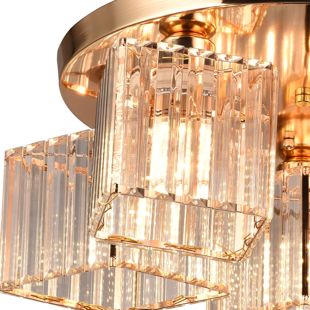 Lustra Clasica Moderna Sasha, LC117/5GD, 5x E27, Metal si Cristal, Auriu, Abajur [2]