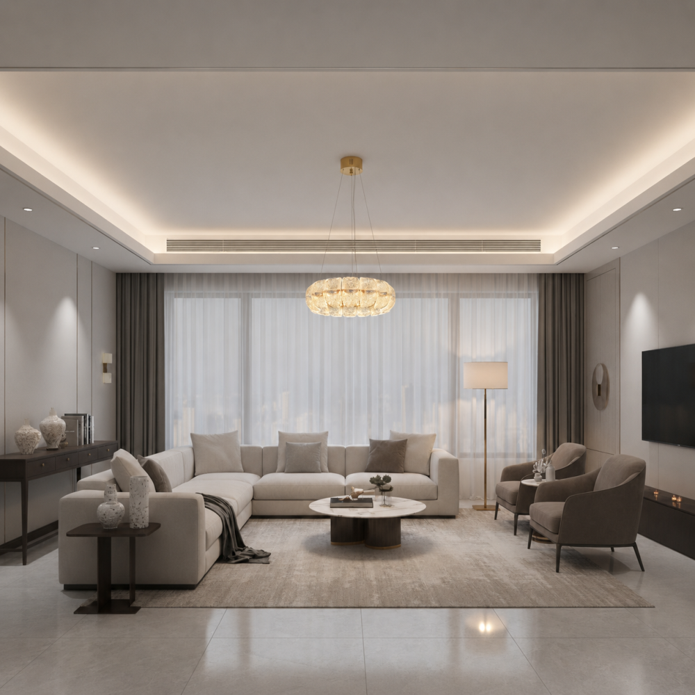 Lustra Cristal MAYON Magno, 60x60cm, 3000K/4000K/6000K, 160W, Metal si Acrilic, Auriu [2]