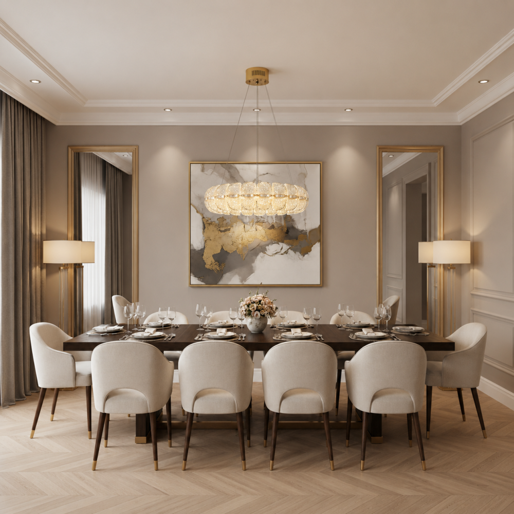 Lustra Cristal MAYON Supremo, 80x80cm, 3000K/4000K/6000K, 210W, Metal si Acrilic, Auriu [2]