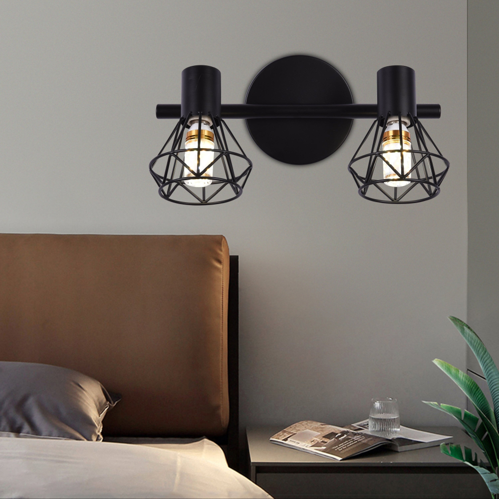 Lustra cu Abajur, GRACIE, LC365/2BK, Diamant, 2XE14, Negru, Metal [3]