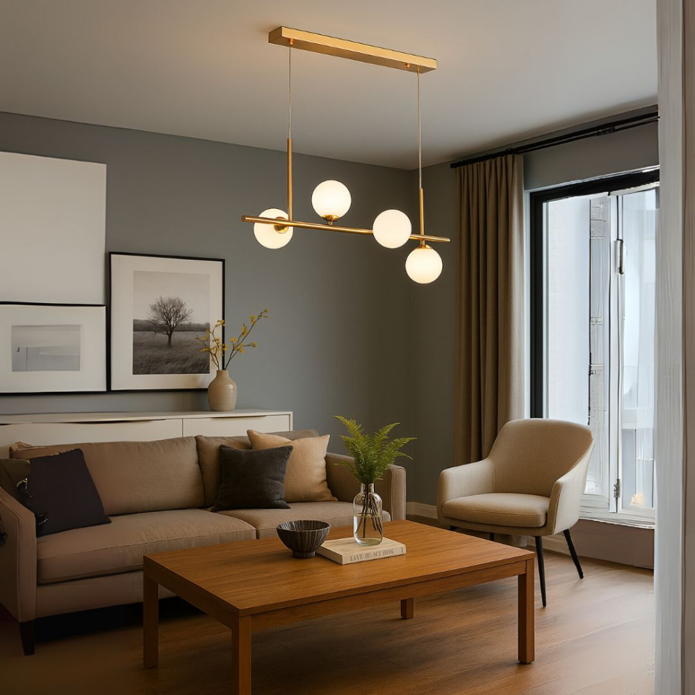 Lustra cu bec moderna LOFT Pavilion, 4x G9, Auriu, Metal, Inaltime Reglabila [3]