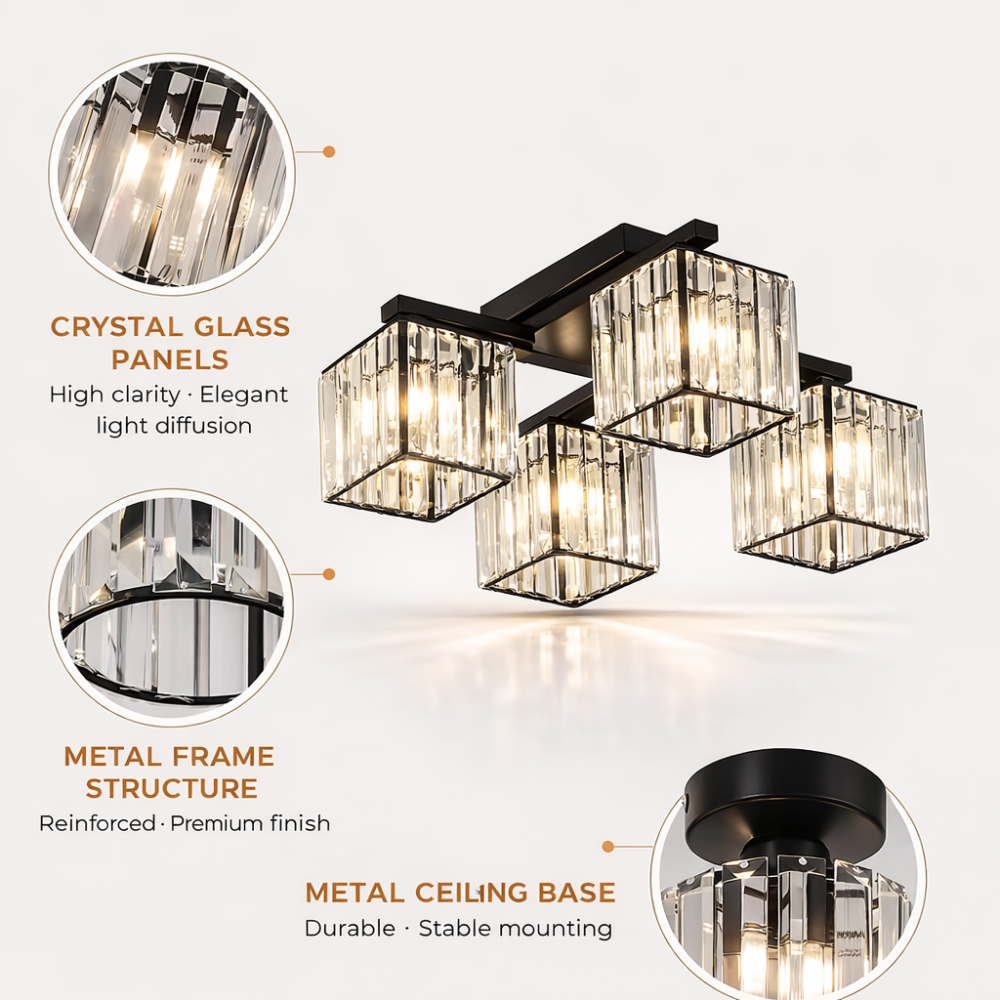 Lustra Georgiana, LC111/4BK, 4x E27, Negru, Metal [4]