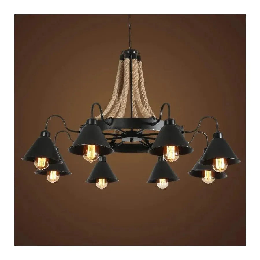 Lustra Indiana, 8*E27, Metal si Franghie, Negru [2]