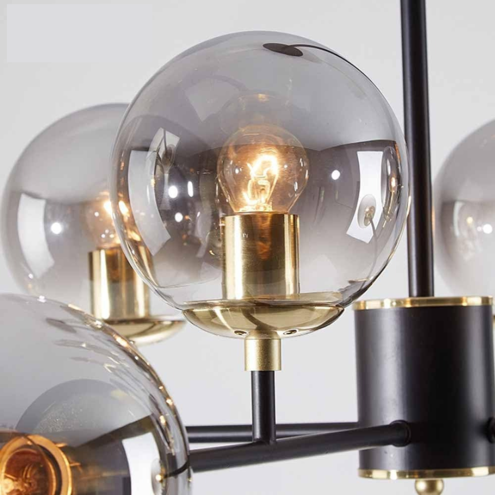 Lustra Jermija cu Abajur, 8x E27, Auriu Negru [2]