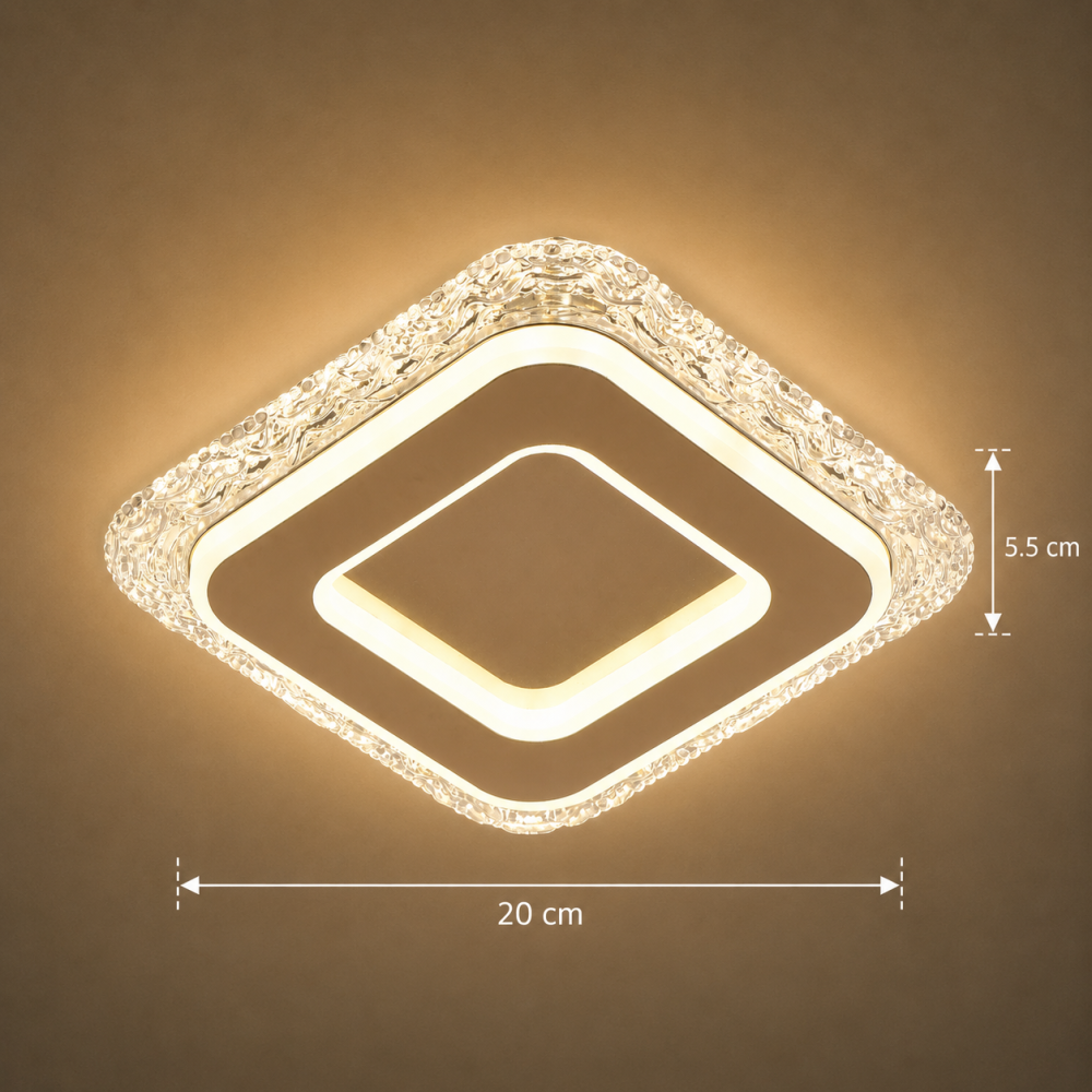 Lustra LED AGOL Petito, 29W, Dimensiune 20x20cm, Lumina Calda/Neutra/Rece, Auriu, Metal si Acril [4]