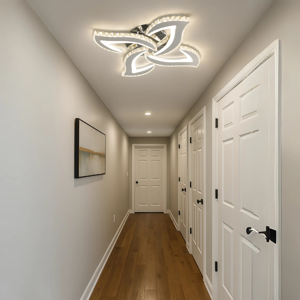 Lustra LED Alejandro cu Telecomanda, 71W, 4 Flori, Lumina Dimabila Rece/Calda/Neutra, Crom [4]