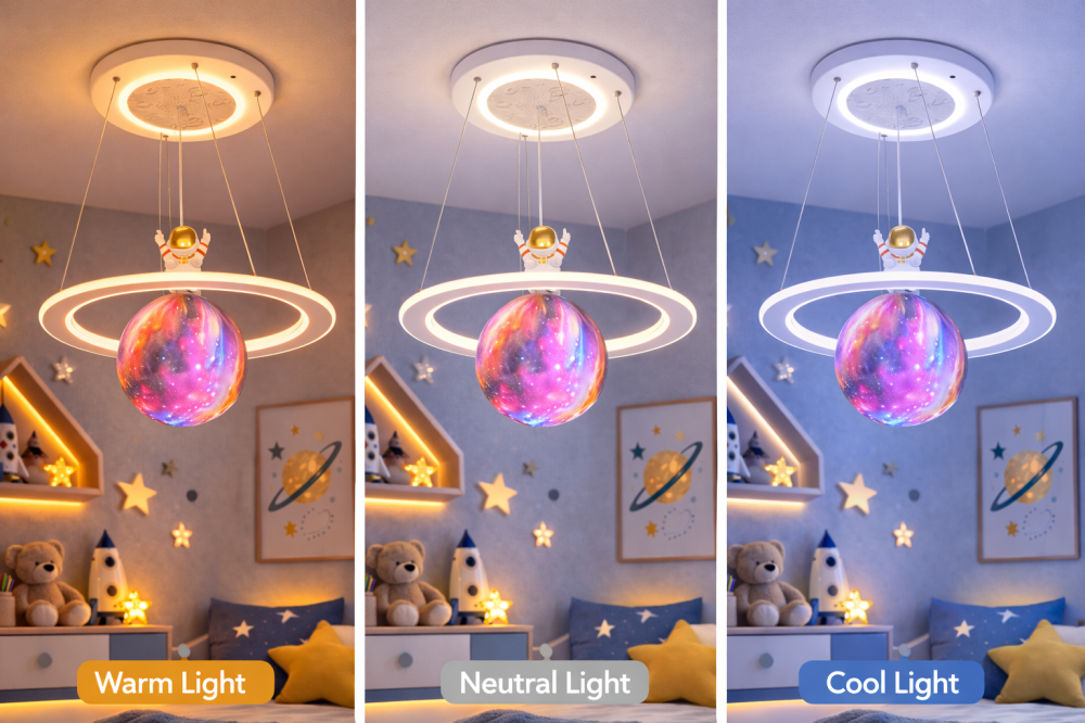 Lustra LED ASTRONAUT 60W, 1xE27, lumina Rece/Calda/Neutra, Alb Roz [2]