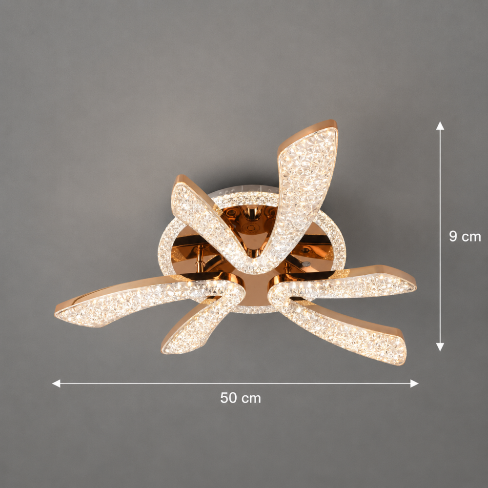 Lustra LED CHARM Eleganza cu telecomanda si cristal, 44W, Ø50cm, 3 Surse, Lumina Rece/Calda/Neutra, Dimabila, Auriu [4]
