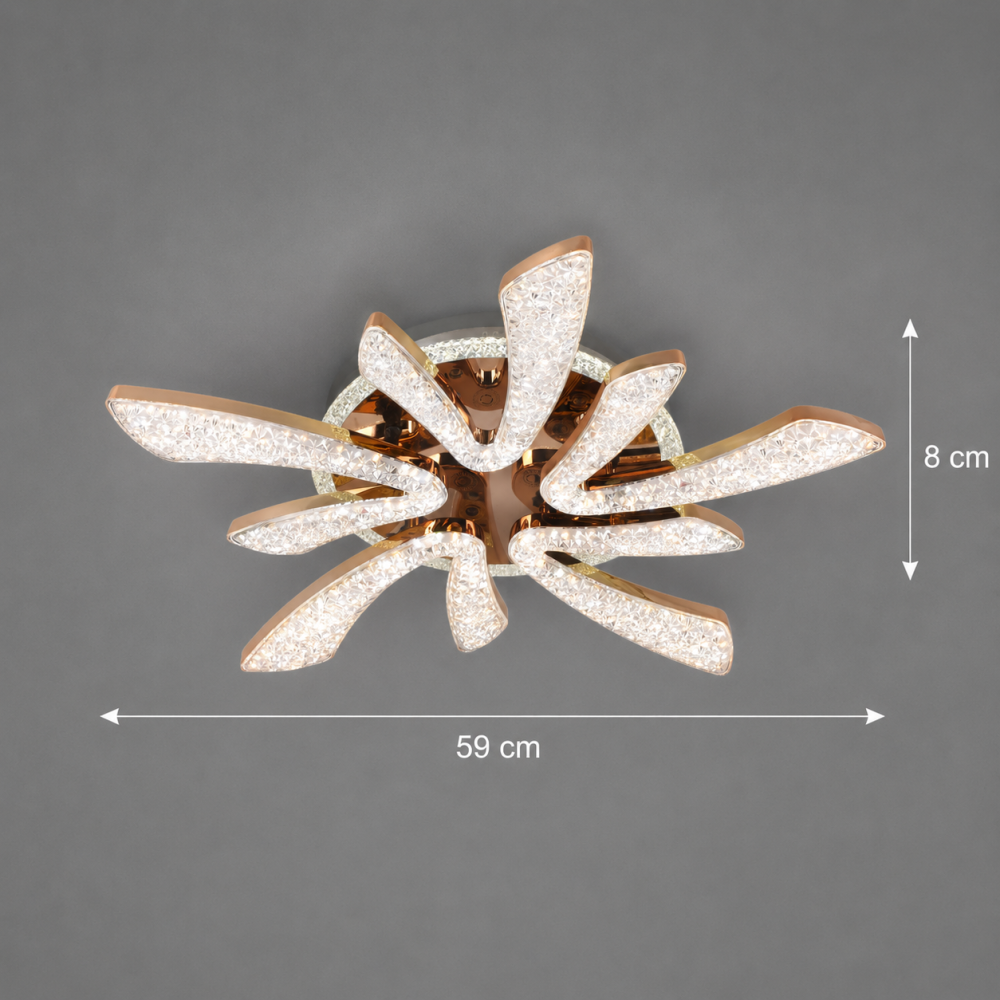 Lustra LED CHARM Magno cu telecomanda si cristal, 68W, Ø59cm, 5 Surse, Lumina Rece/Calda/Neutra, Dimabila, Auriu [4]