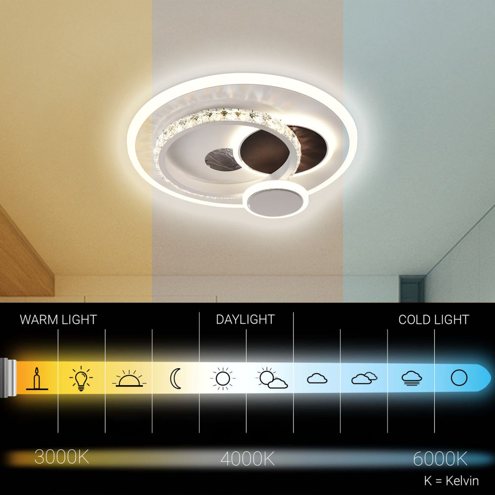 Lustra LED cu cristal HELIOX, 37W, 4 Cercuri, lumina Rece/Calda/Neutra, Alb [3]