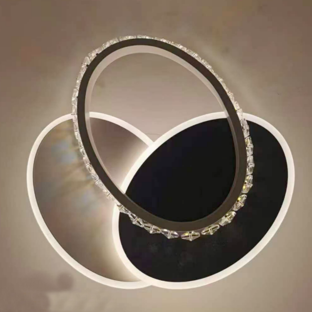 Lustra LED cu cristal PRISMIQ 39W, 3 Ovale, lumina Rece/Calda/Neutra, Negru [2]