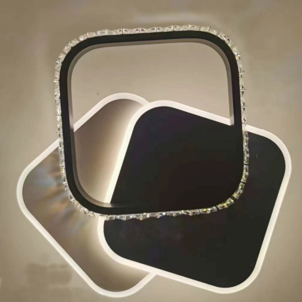 Lustra LED cu cristal PRISMIQ 39W, 3 Patrate, lumina Rece/Calda/Neutra, Negru [4]