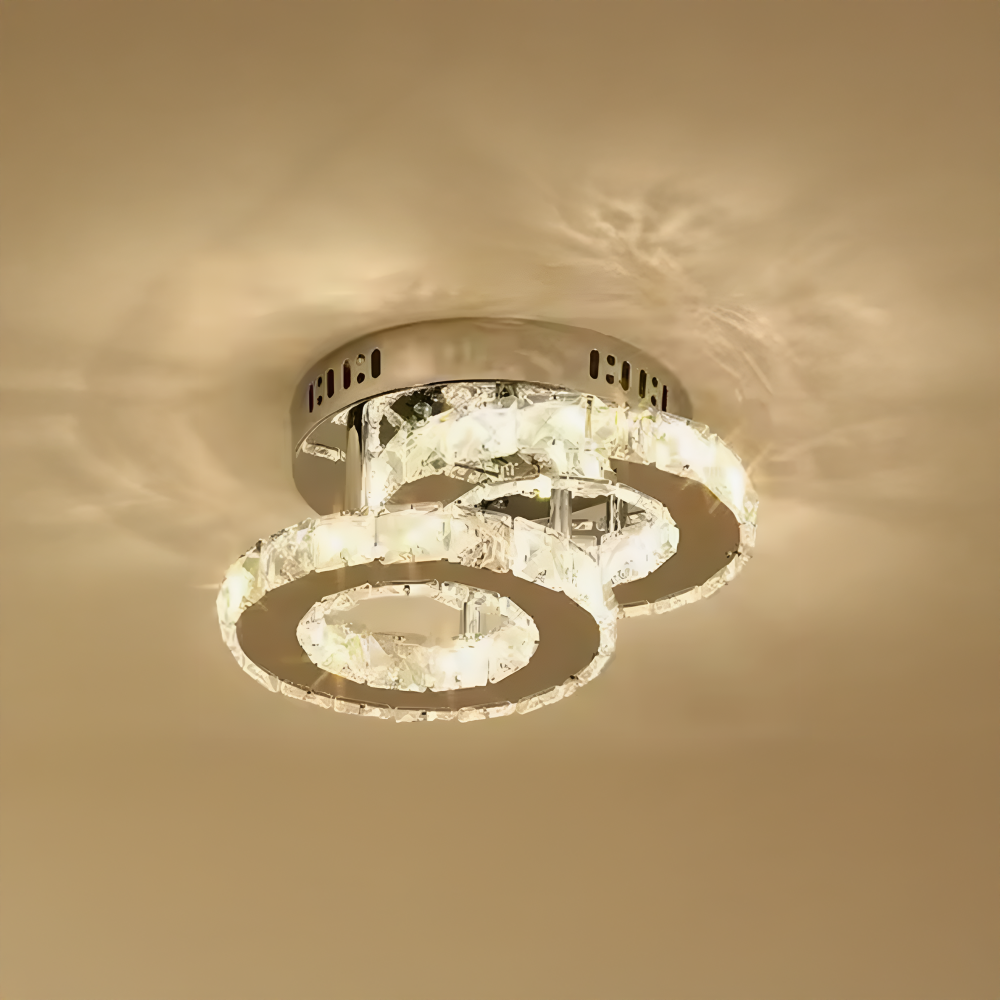 Lustra LED cu cristal ROYALO ROTONDA 26W, 2 Cercuri, lumina Rece/Calda/Neutra, Crom Lucios [3]