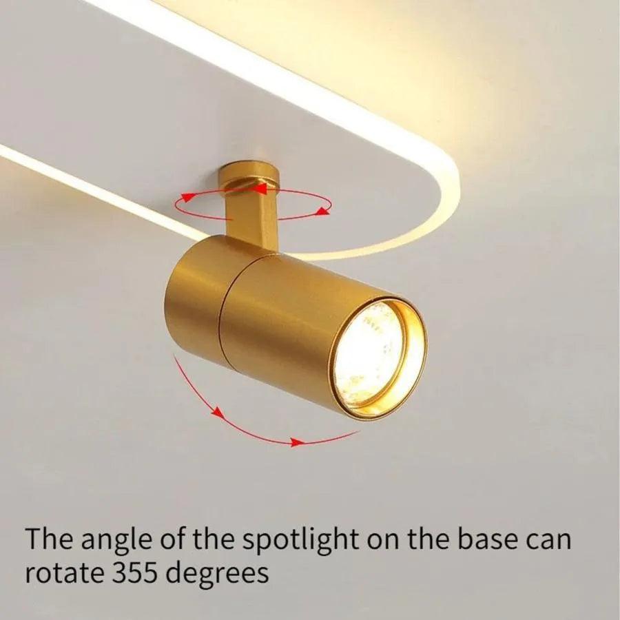 Lustra LED cu Proiector Reglabil FISSO Camilla, 48W, lumina Rece/Calda/Neutra 3000K/4000K/6000K, Auriu Lucios, Metal si Acril [2]