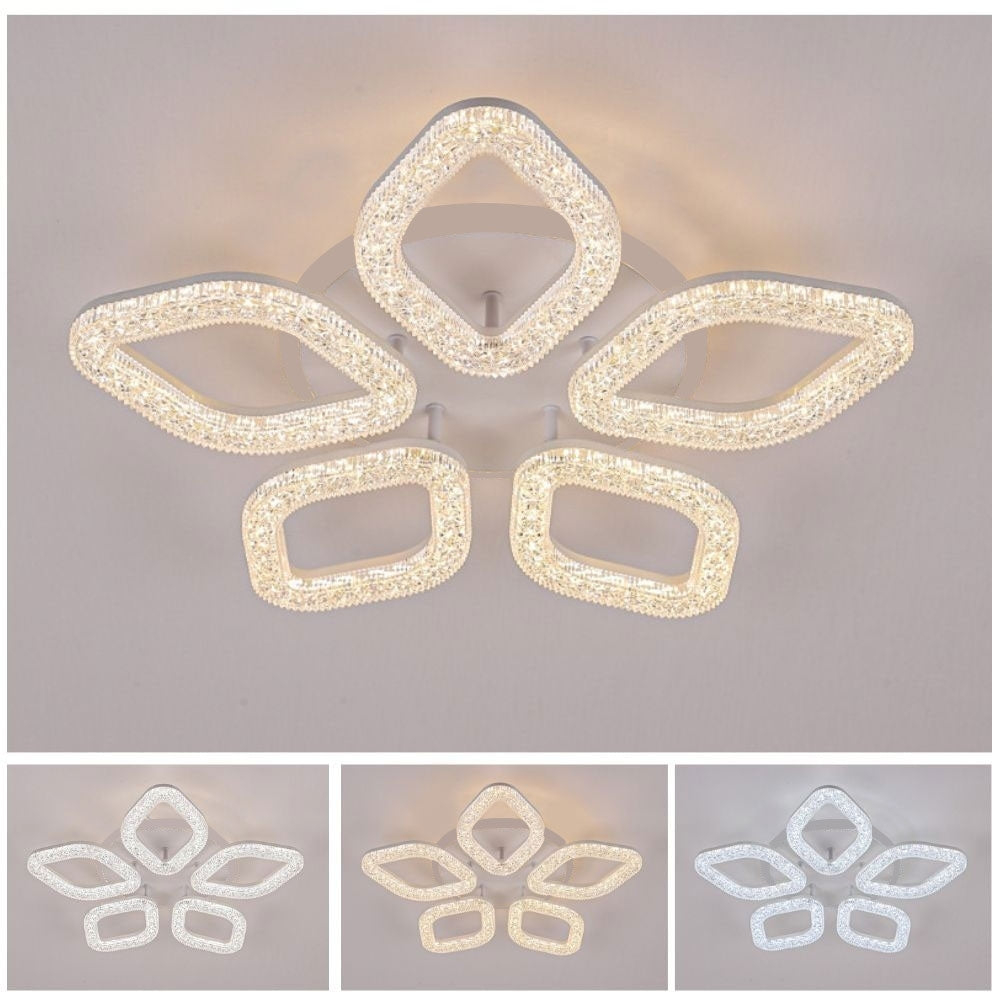 Lustra LED cu telecomanda, 67W, Lumina Rece/Calda/Neutra, Dimabila, Auriu [4]