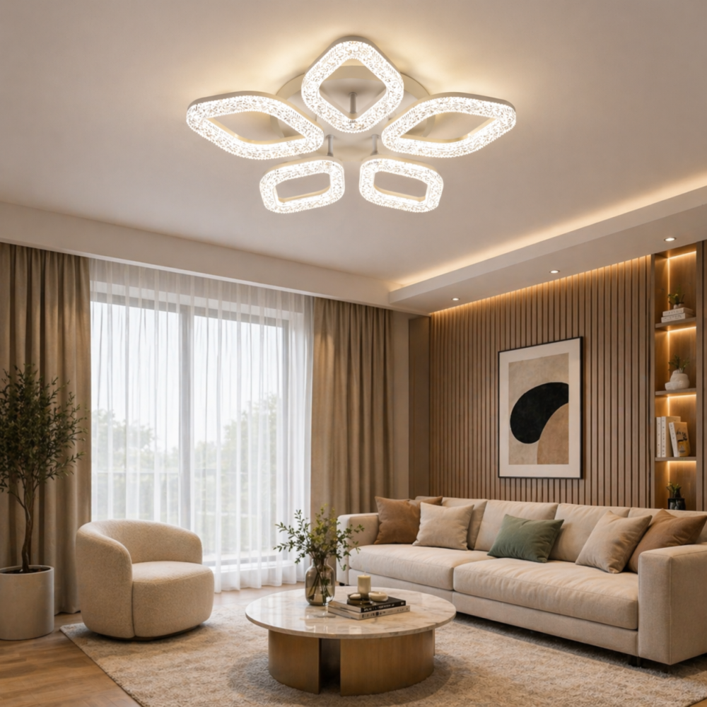 Lustra LED cu telecomanda, 67W, Lumina Rece/Calda/Neutra, Dimabila, Auriu [3]
