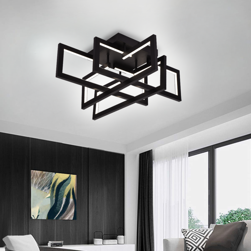 Lustra LED cu telecomanda 98W, 4 Elemente, lumina Rece/Calda/Neutra, Dimabila, Negru [3]