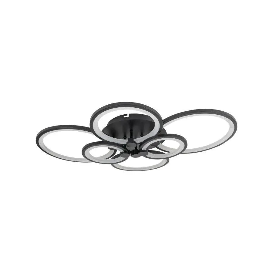 Lustra LED cu telecomanda ALANI 152W, 6 Cercuri, lumina Rece/Calda/Neutra, Dimabila, Negru [4]