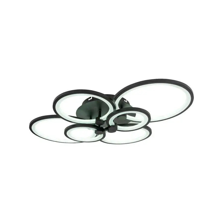 Lustra LED cu telecomanda ALANI 152W, 6 Cercuri, lumina Rece/Calda/Neutra, Dimabila, Negru [3]