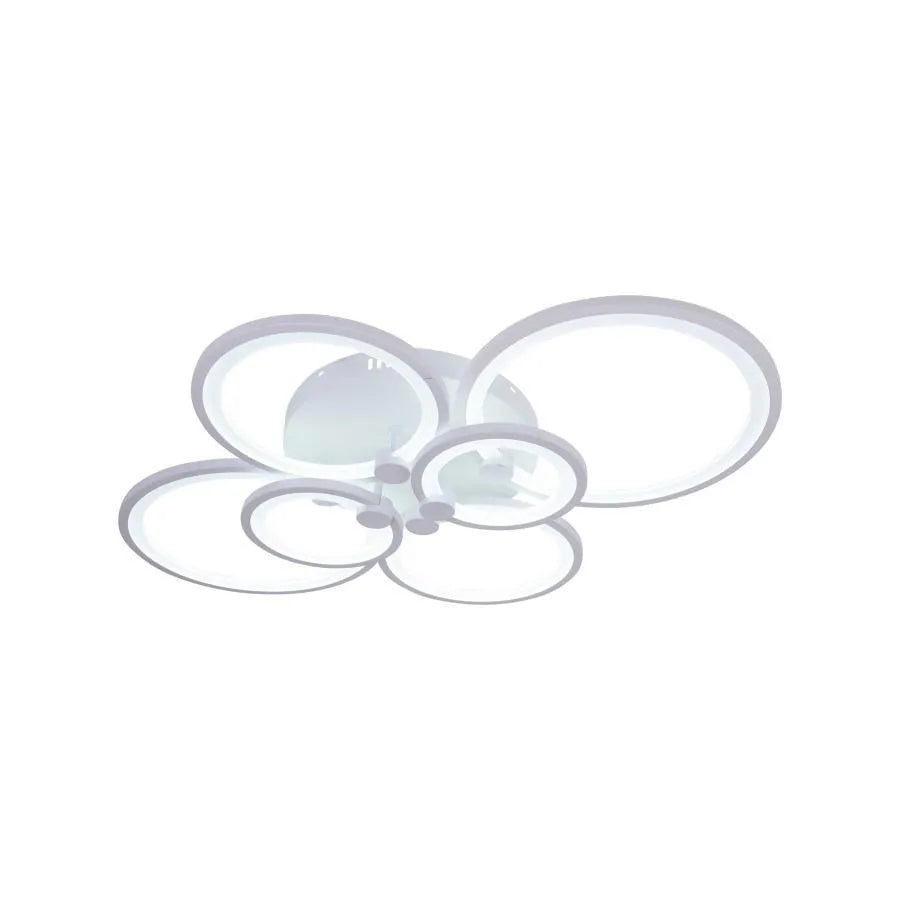 Lustra LED cu telecomanda ALANI 168W, 6 Cercuri, lumina Rece/Calda/Neutra, Dimabila, Alb [2]