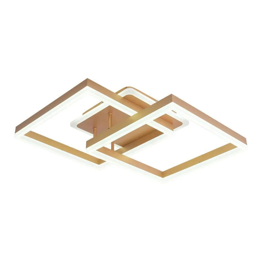 Lustra LED cu telecomanda ARWEN 142W, 2 Patrate, lumina Rece/Calda/Neutra, Dimabila, Auriu [3]