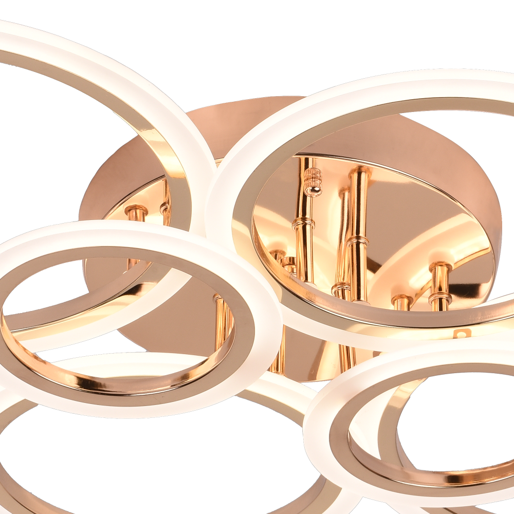 Lustra LED cu telecomanda BETTY 81W, 6 Cercuri, lumina Rece/Calda/Neutra, Dimabila, Auriu Lucios [2]