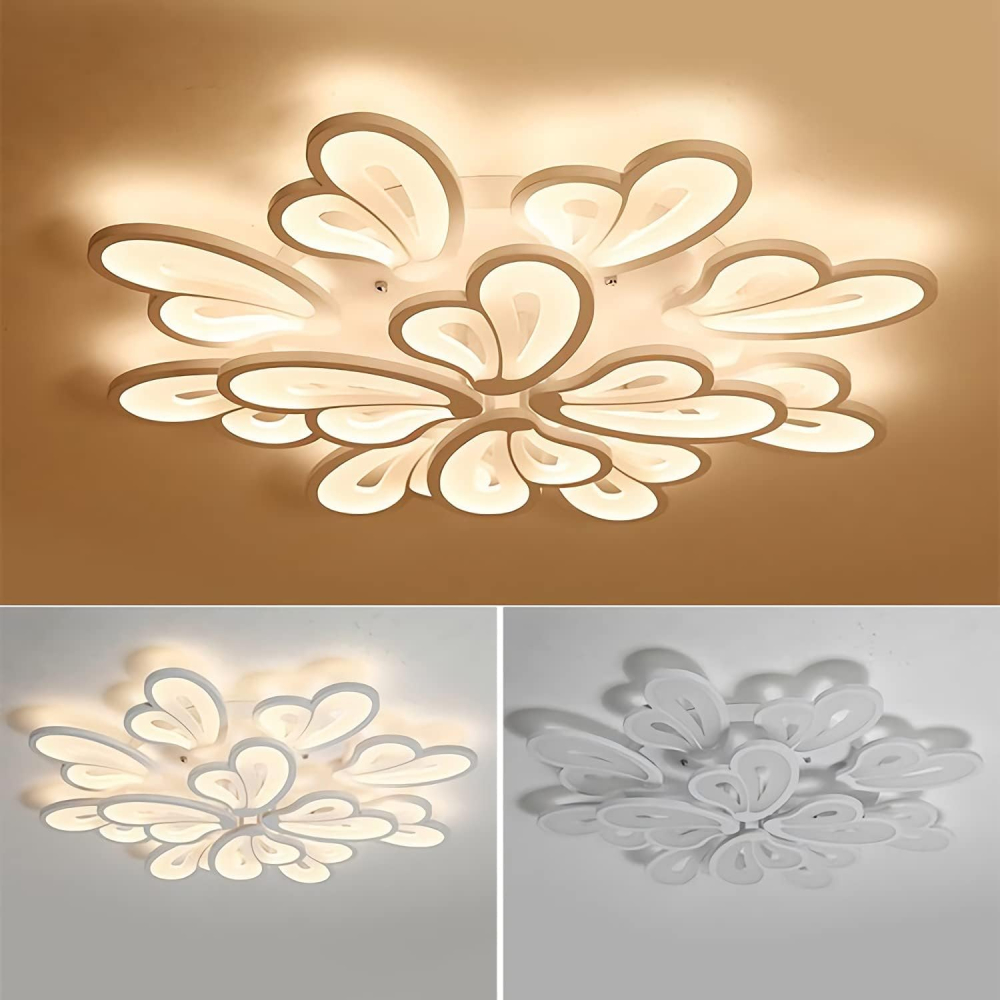 Lustra LED cu telecomanda BLOSSOM 146W, 12 Petale, lumina Rece/Calda/Neutra 3000k/4000k/6000k, Dimabila, Alb [4]
