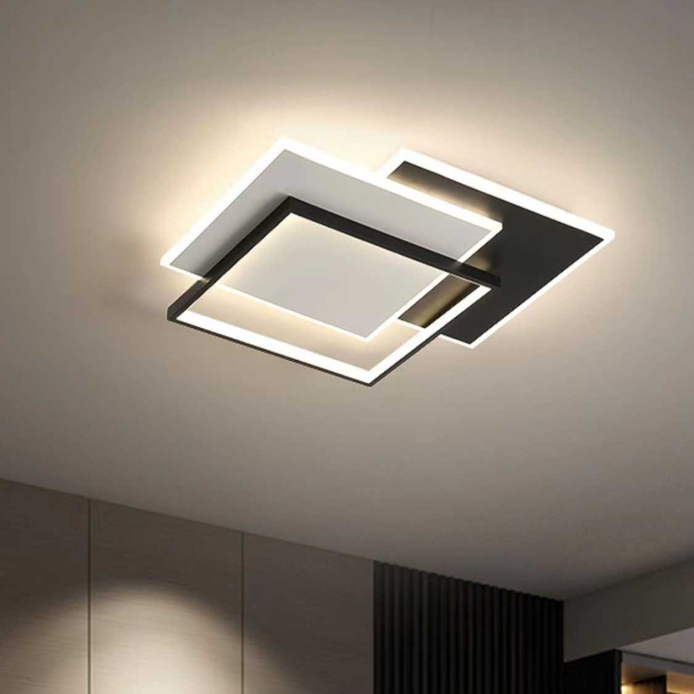 Lustra LED cu telecomanda CHIARA 98W, 3 Patrate, lumina Rece/Calda/Neutra, Dimabila, Negru [2]