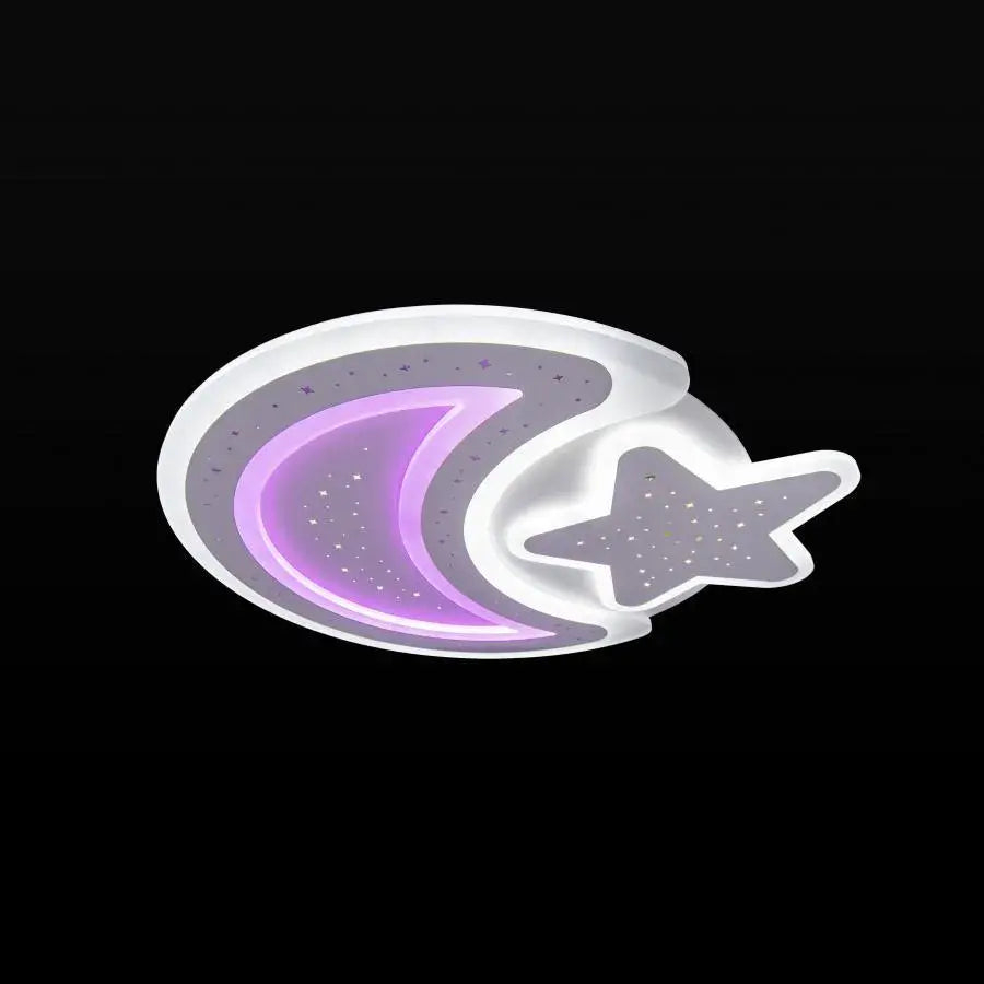 Lustra LED cu telecomanda CORALIA 90W, Luna si Stea, lumina Rece/Calda/Neutra Dimabila Alb [2]