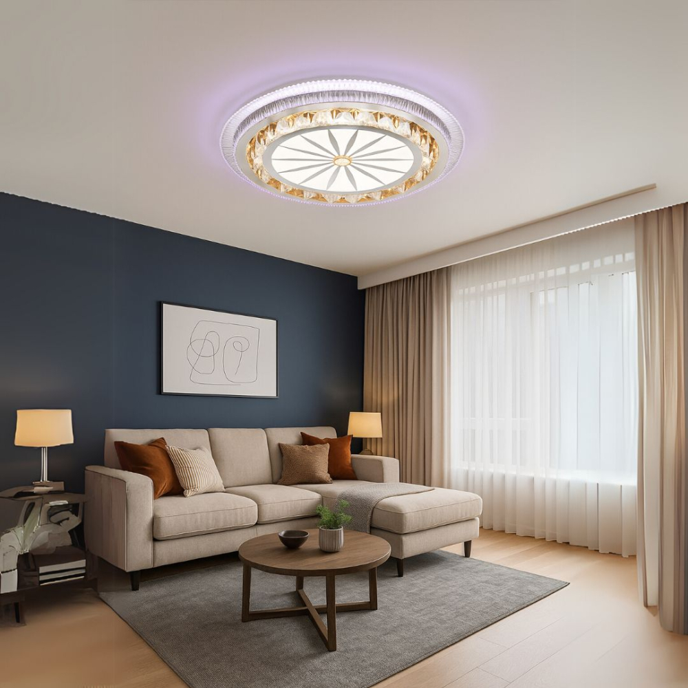 Lustra LED cu telecomanda DAVIDE RGB 62W, lumina Albastra/Rece/Calda, Dimabila, Alb [3]