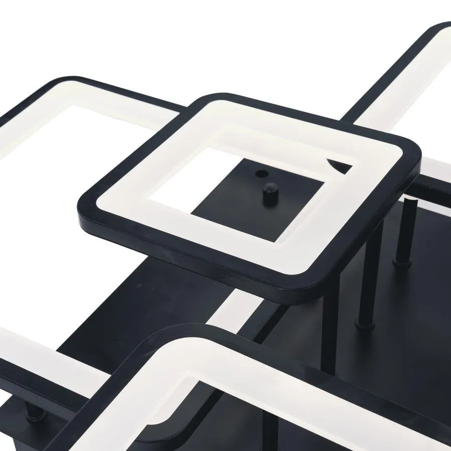 Lustra LED cu telecomanda ELLA 120W, 6 Patrate, lumina Rece/Calda/Neutra, Dimabila, Negru, Metal si Acril [2]