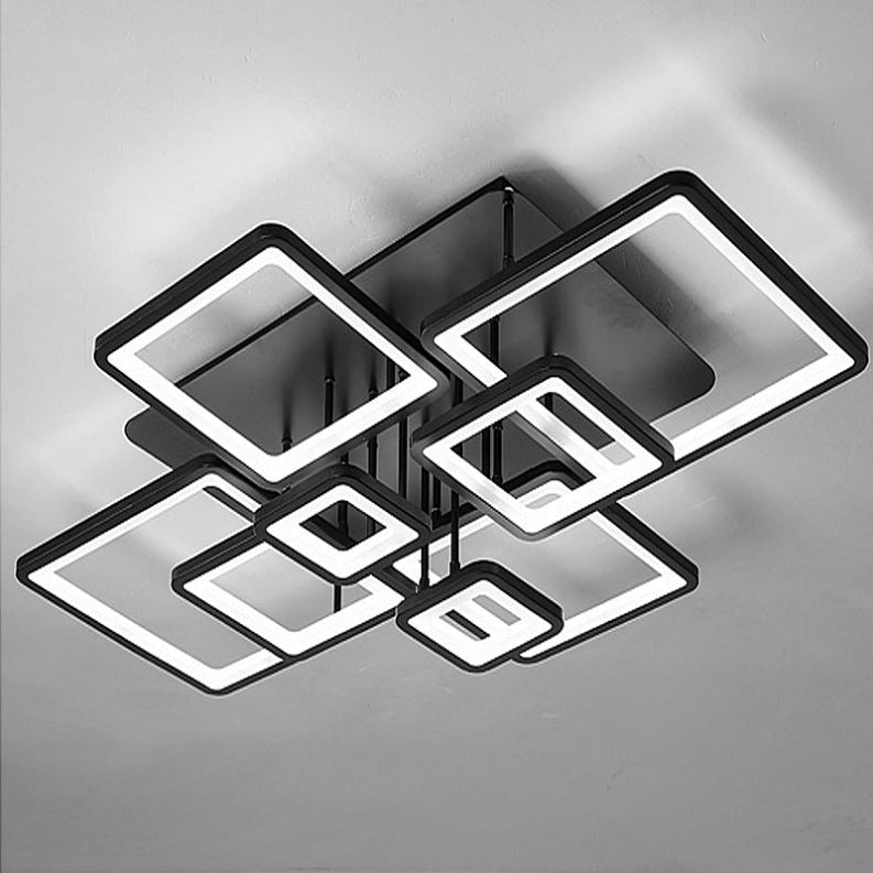 Lustra LED cu telecomanda ELLA 186W, 8 Patrate, lumina Rece/Calda/Neutra, Dimabila, Negru [4]