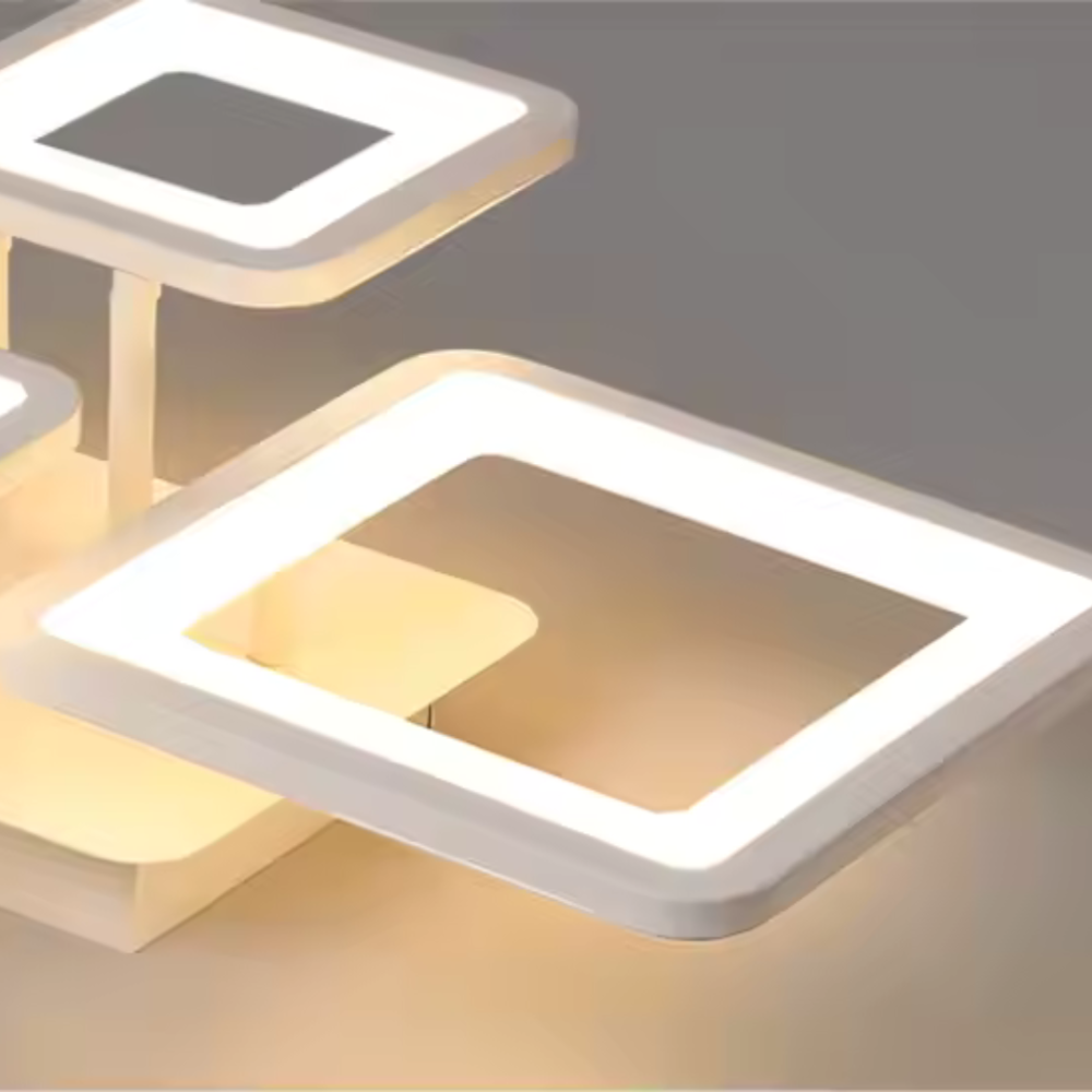 Lustra LED cu telecomanda ELLA 67W, 4 Patrate, lumina Rece/Calda/Neutra, Dimabila, Alb [2]