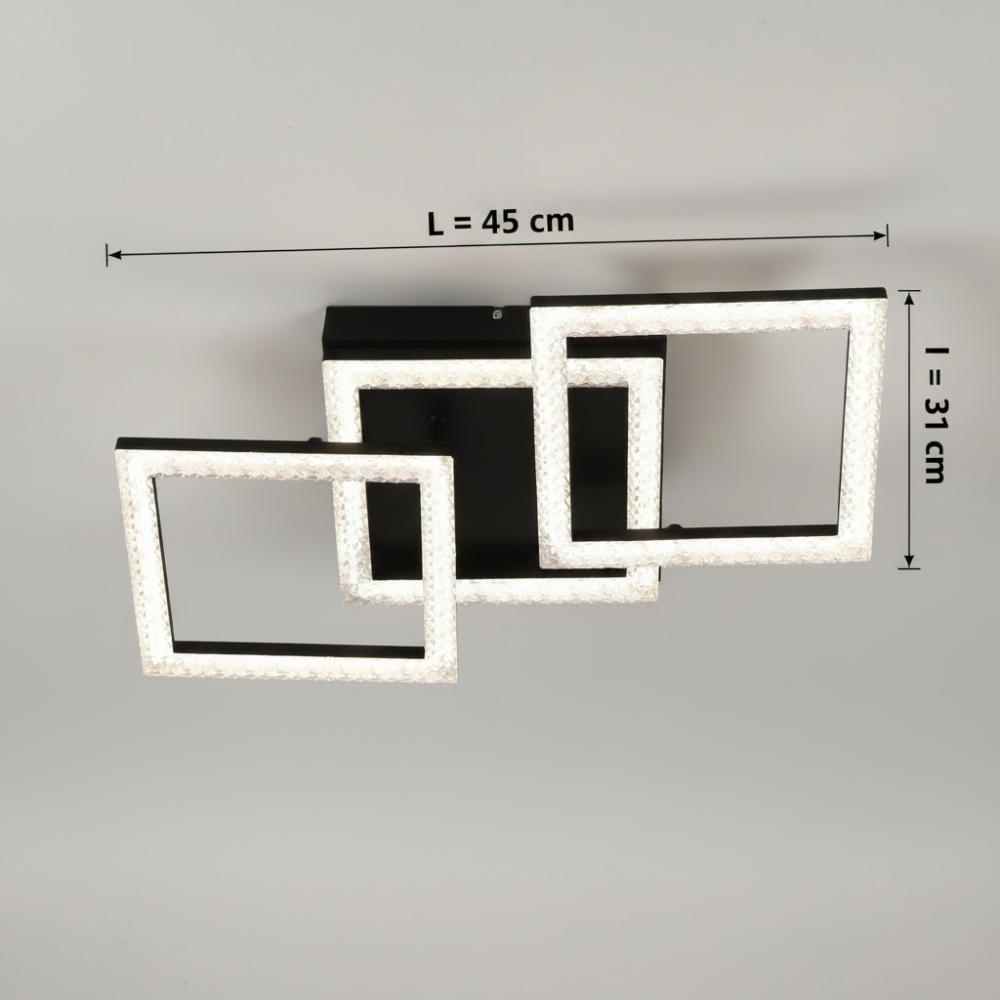 Lustra LED cu telecomanda GEO 43W, 3 Patrate, lumina Rece/Calda/Neutra, Dimabila, Metal si Acril, Negru [4]