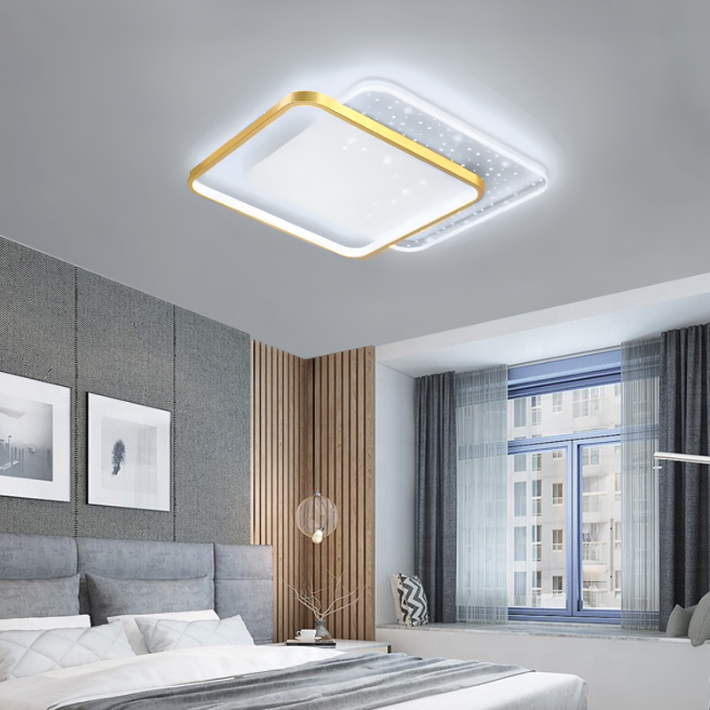 Lustra LED cu telecomanda GILDRA 48W, 2 Patrate, lumina Rece/Calda/Neutra, Dimabila, Auriu [3]